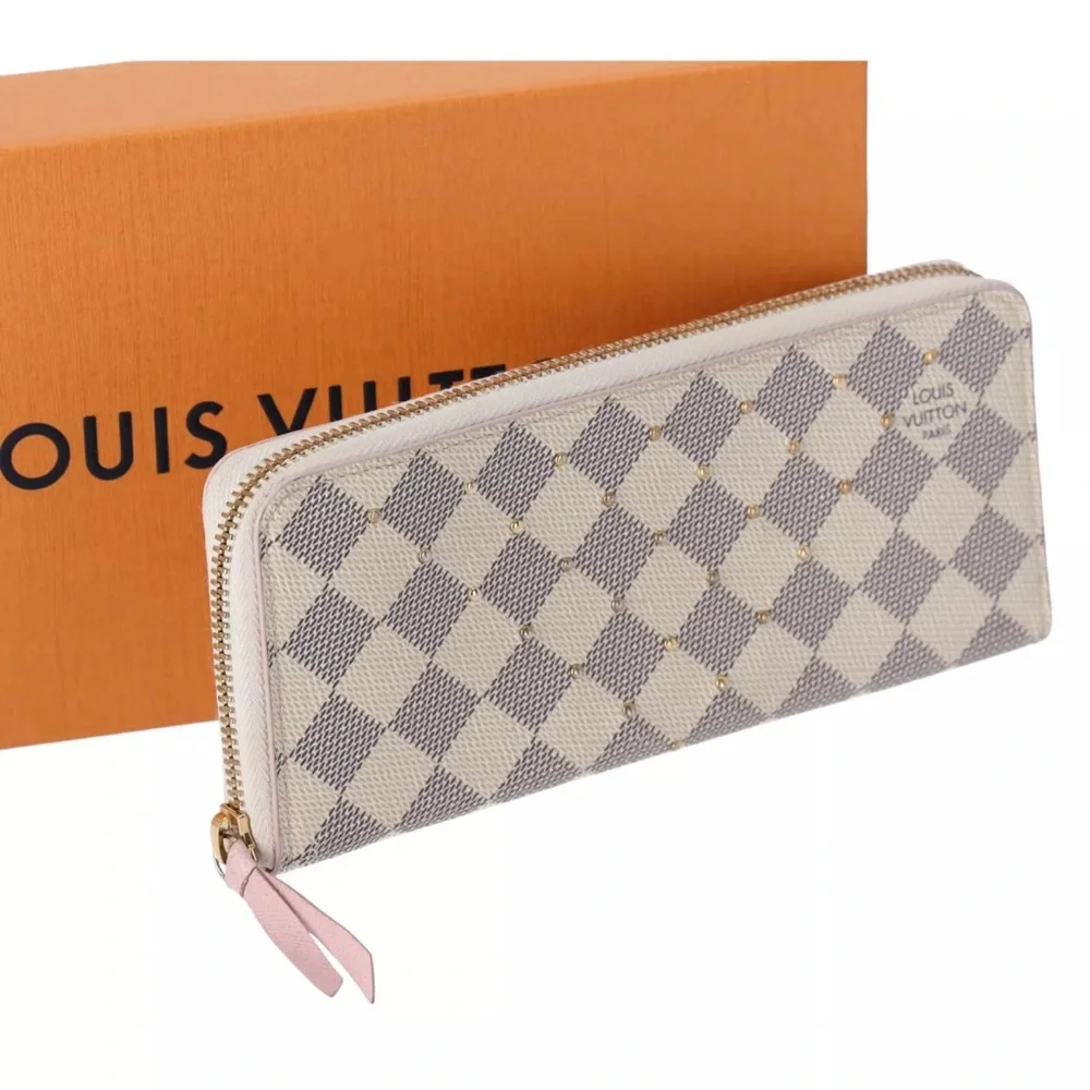 Louis Vuitton Zippy Clemence Wallet Damier White Studded N60252 Rose Ballerine - Picture 3 of 10